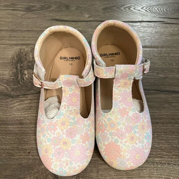 Girlhood by Little Stocking Co. Floral T Bar Mary Jane Shoes Girl size 13 - Picture 1 of 5